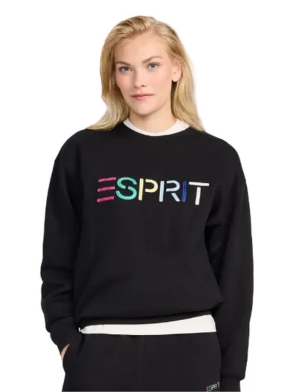 Esprit Black Embroidered Sweatshirt with Multicolor Logo